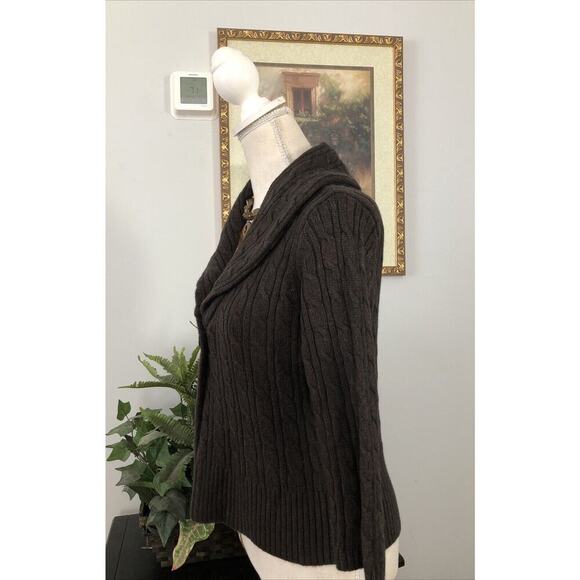 Ann Taylor Loft Small One Open Botton Knit Brown Sweater - Picture 3 of 11